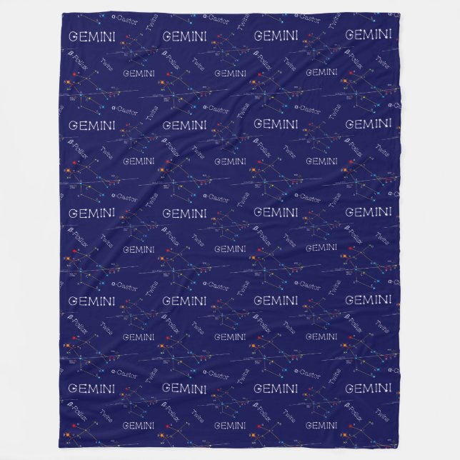 Zodiac Constellation Gemini Fleece Blanket (Front)