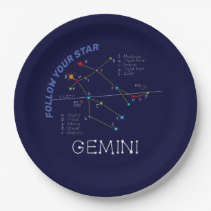 Zodiac Constellation Gemini Paper Plate