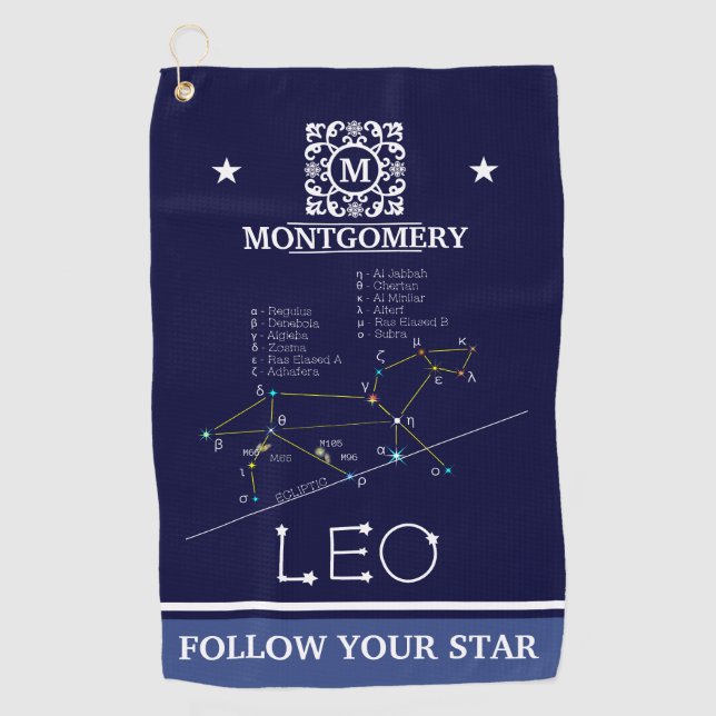 Zodiac Constellation Leo Golf Towel (Front)