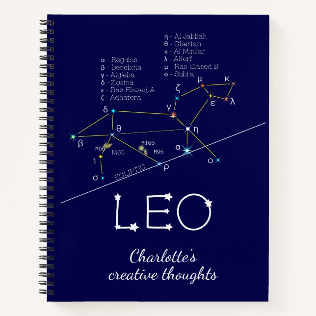 Zodiac Constellation Leo Notebook (Front)