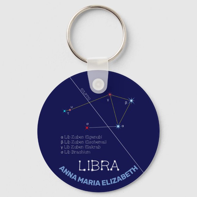 Zodiac Constellation Libra Key Ring (Front)
