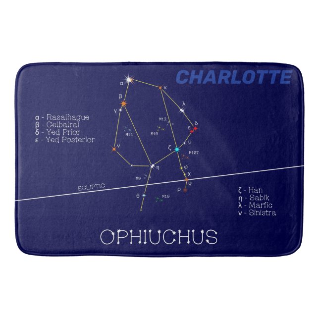 Zodiac Constellation Ophiuchus Bath Mat (Front)