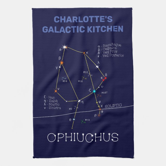 Zodiac Constellation Ophiuchus Tea Towel (Vertical)