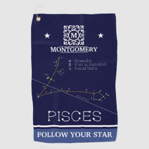 Zodiac Constellation Pisces Golf Towel
