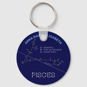 Zodiac Constellation Pisces Key Ring