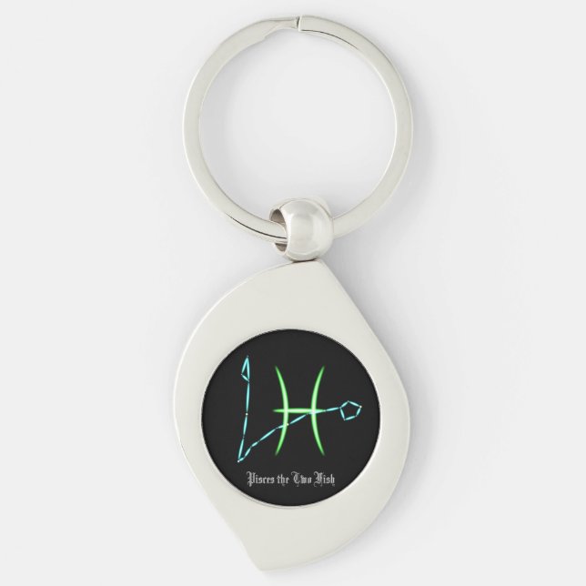 Zodiac Constellation Pisces Metal Keychain (Front)