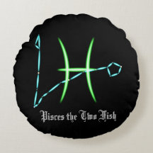 Zodiac Constellation Pisces Round Pillow