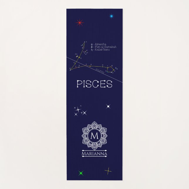 Zodiac Constellation Pisces Yoga Mat (Front)