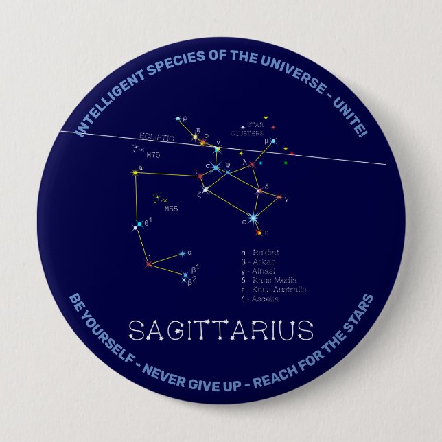Zodiac Constellation Sagittarius 10 Cm Round Badge (Front)