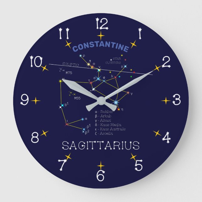 Zodiac Constellation Sagittarius Large Clock (Front)