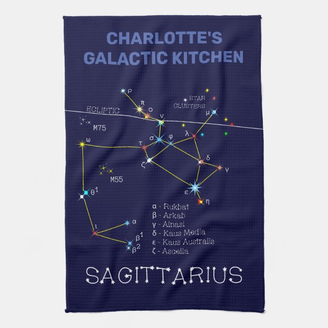Zodiac Constellation Sagittarius Tea Towel (Vertical)