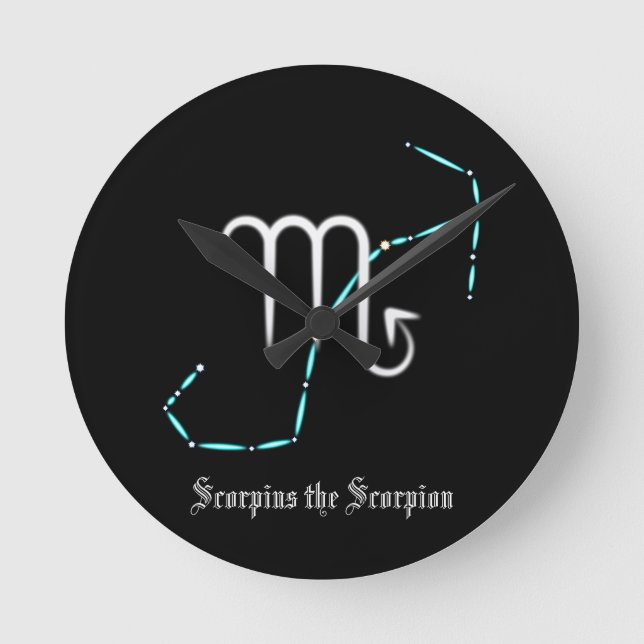 Zodiac Constellation Scorpio Round Clock (Front)