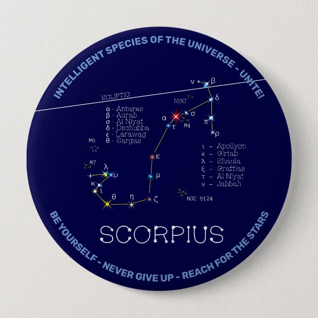 Zodiac Constellation Scorpius 10 Cm Round Badge (Front)