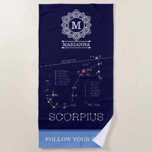Zodiac Constellation Scorpius Beach Towel