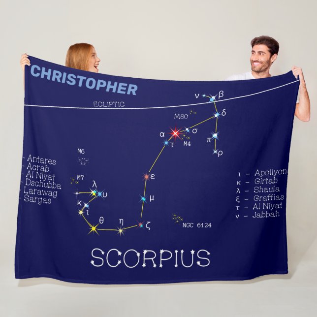 Zodiac Constellation Scorpius Fleece Blanket (In Situ)