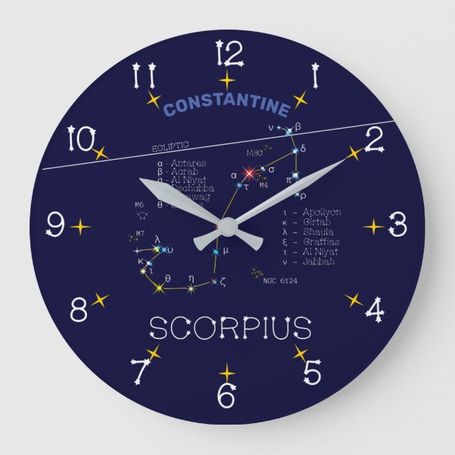 Zodiac Constellation Scorpius Large Clock (Front)