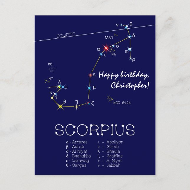 Zodiac Constellation Scorpius Postcard (Front)
