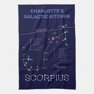 Zodiac Constellation Scorpius Tea Towel