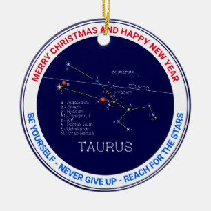 Zodiac Constellation Taurus Ceramic Tree Decoration