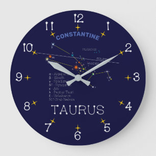 Zodiac Constellation Taurus Large Clock