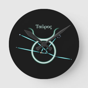 Zodiac Constellation Taurus  Round Clock