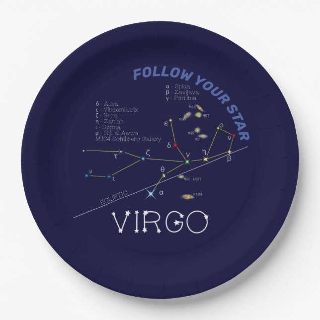 Zodiac Constellation Virgo Paper Plate (Front)