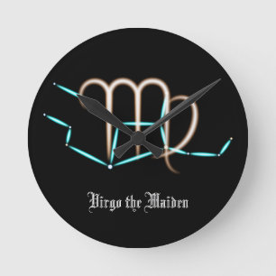 Zodiac Constellation Virgo Round Clock