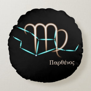 Zodiac Constellation Virgo Round Pillow