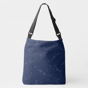 Zodiac Constellations with a Dark Blue Starry Sky Crossbody Bag