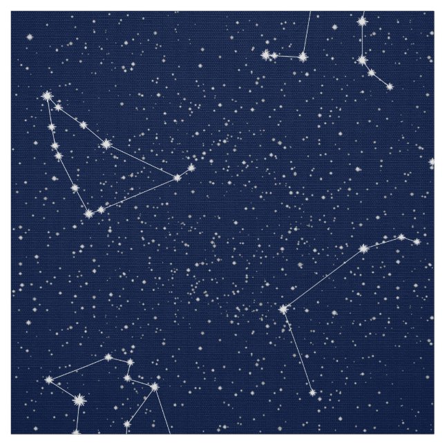 Zodiac Constellations with a Dark Blue Starry Sky Fabric (Swatch)