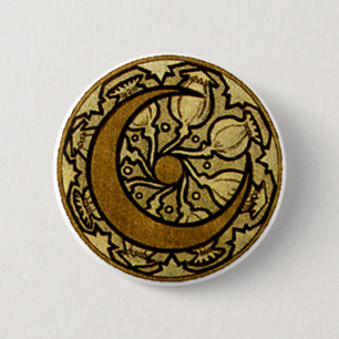 Zodiac Crescent Moon Mucha 6 Cm Round Badge