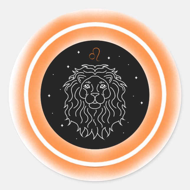 Zodiac Fire Element Leo Classic Round Sticker (Front)