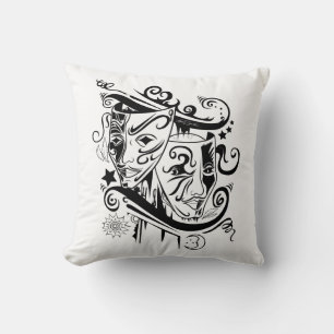 Zodiac - Gemini -  Black & White Cushion