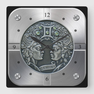 Zodiac ~ Gemini ~ Celestial ~ Western Astrology ~ Square Wall Clock