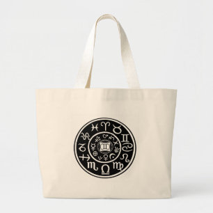 Zodiac - Gemini Constellation & Planetary Design Large Tote Bag