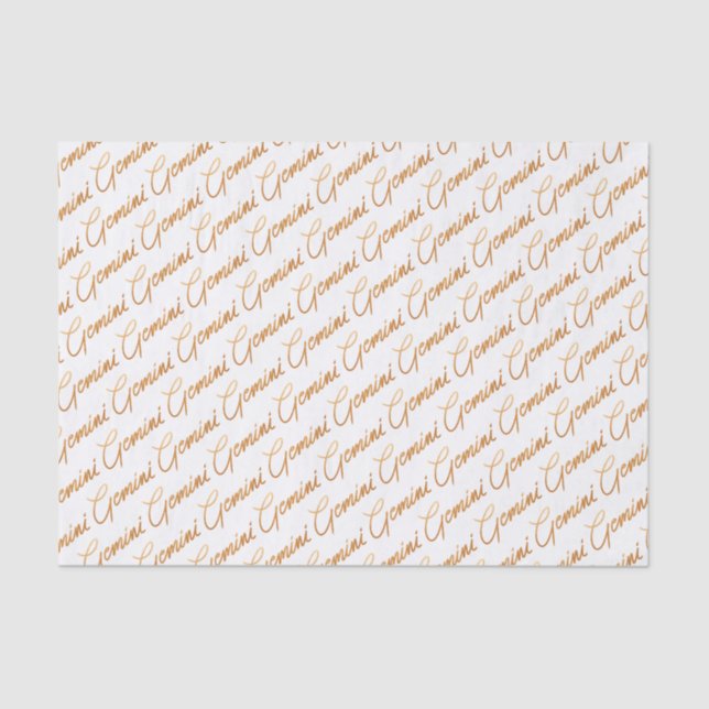 Zodiac "Gemini" Gold Script Tissue Paper (Front)