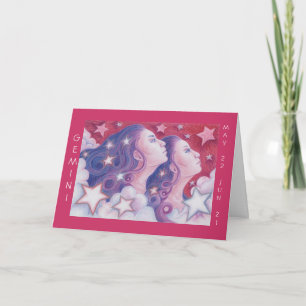 Zodiac Gemini 'Happy Birthday' greetings card