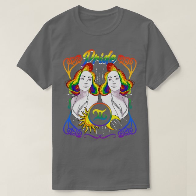 Zodiac Gemini LGBTQ Pride T-Shirt (Design Front)