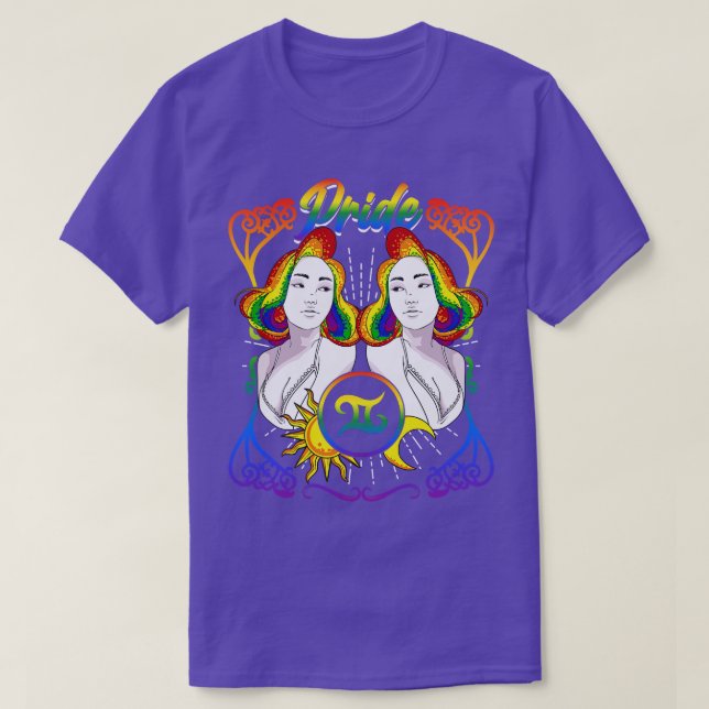 Zodiac Gemini LGBTQ Pride T-Shirt (Design Front)