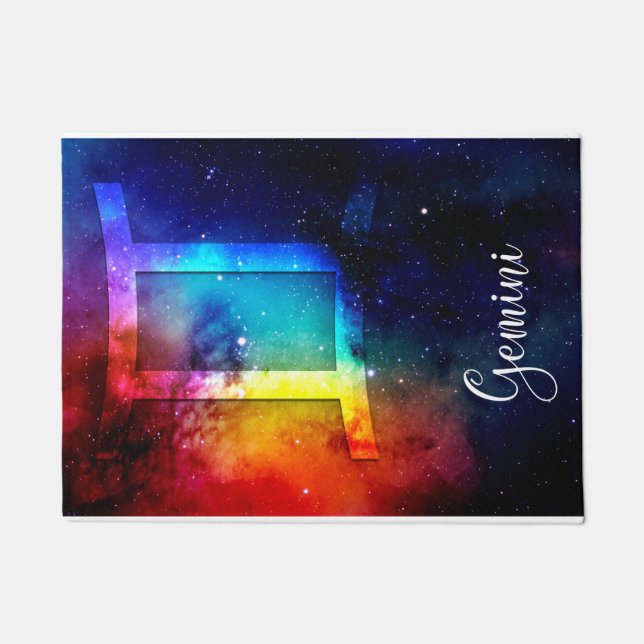 Zodiac : Gemini Rainbow Space Doormat (Front)