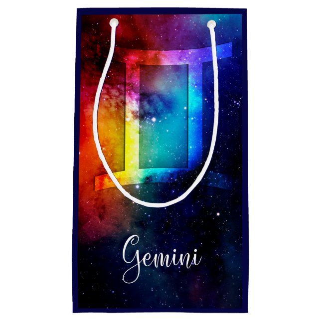 Zodiac : Gemini Rainbow Space Small Gift Bag (Front)