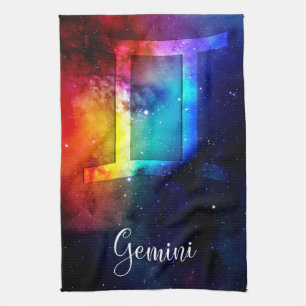 Zodiac : Gemini Rainbow Space Tea Towel