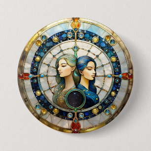 Zodiac - Gemini The Twins 7.5 Cm Round Badge