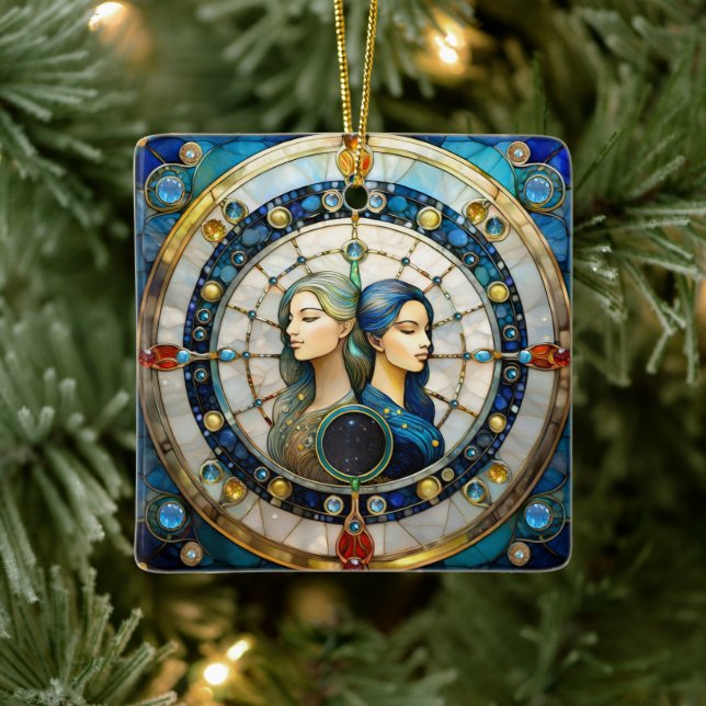 Zodiac - Gemini The Twins Ceramic Ornament (Tree)