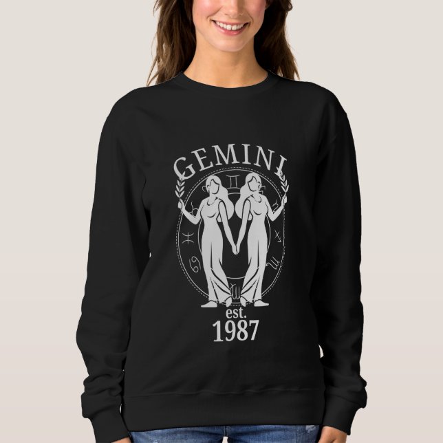 Zodiac Gemini Twins Born in 1987 Sweatshirt (Front)