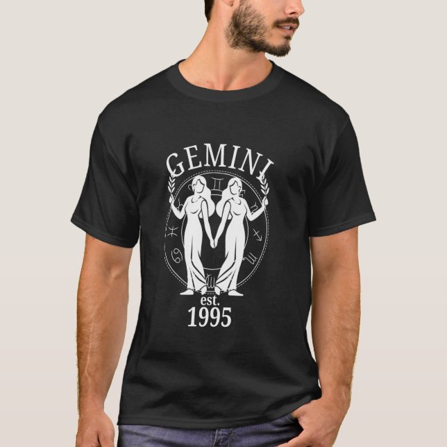 Zodiac Gemini Twins Born in 1995 T-Shirt (Front)