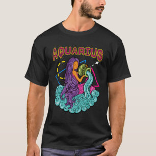 Zodiac Gift Of Retro Mermaid Art For Aquarius Girl T-Shirt
