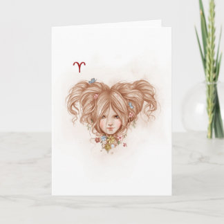 Zodiac Girl Greeting Card: Aries Card