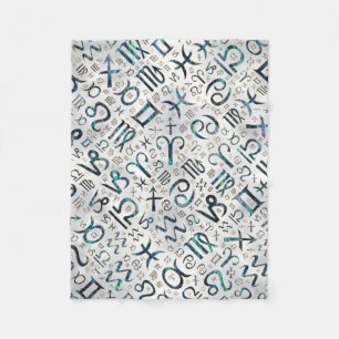 Zodiac glyphs Abalone shell and gold on pearl Fleece Blanket