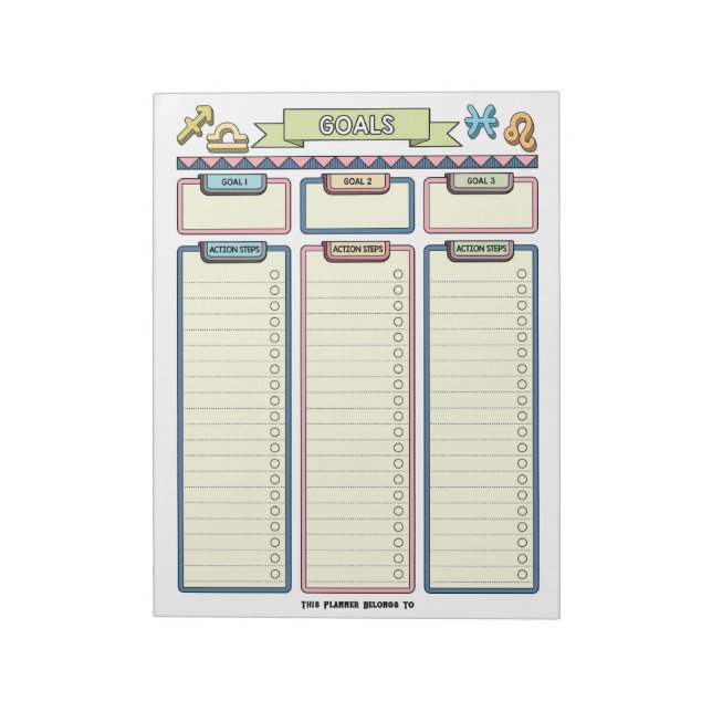 Zodiac Goal Planner Custom Notepad (Rotated)